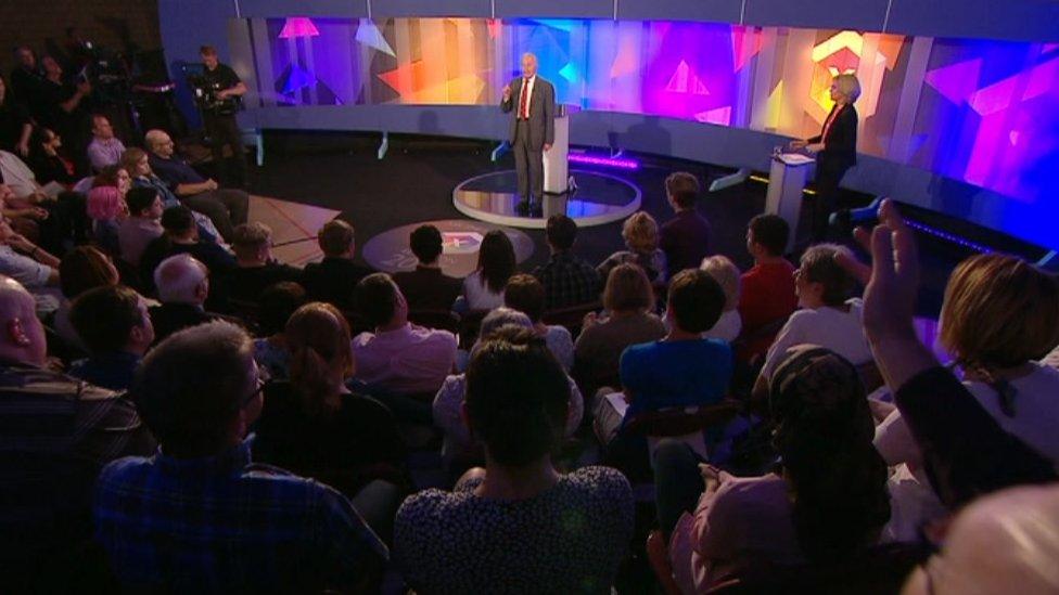 Neil Hamilton and an audience in Maesteg