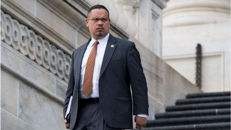 Keith Ellison walking down House of Representatives steps