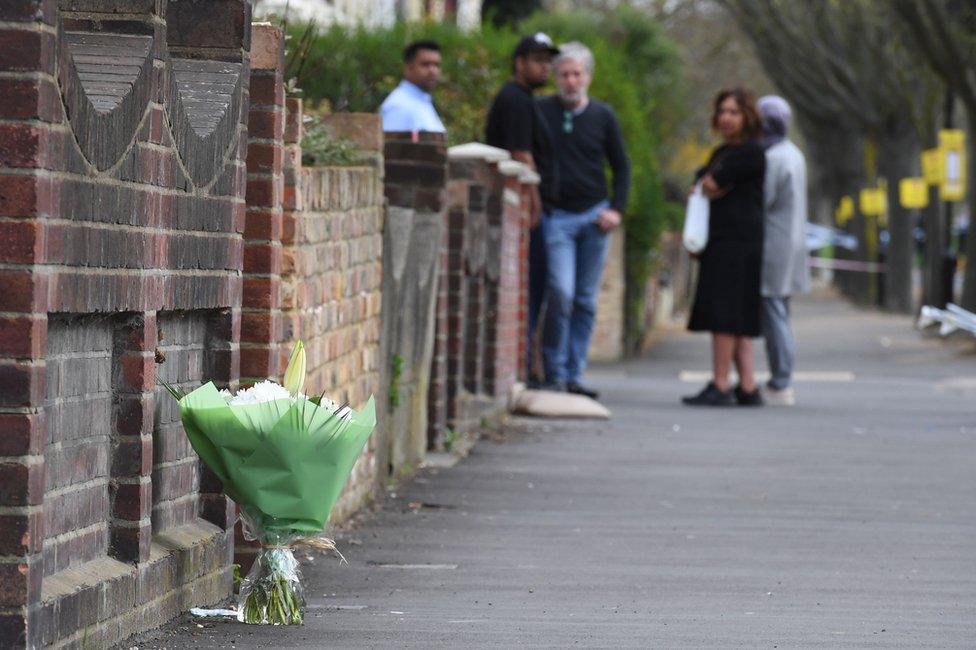 Flowers at scene of Forest Gate stabbing