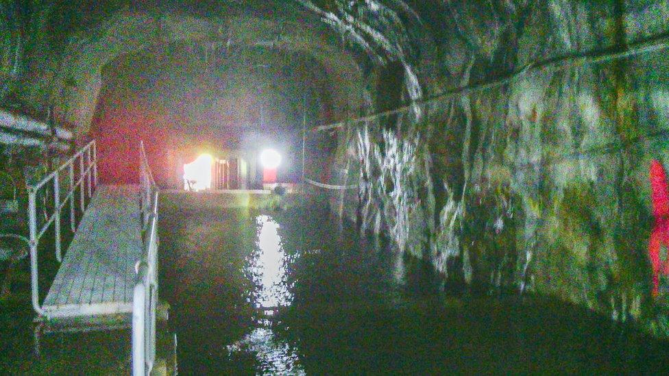 Tunnel inside the first section of the mine