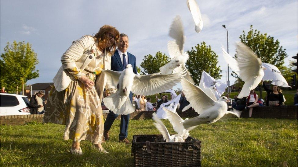 White doves were released in Ballymurphy to mark the coroner's ruling