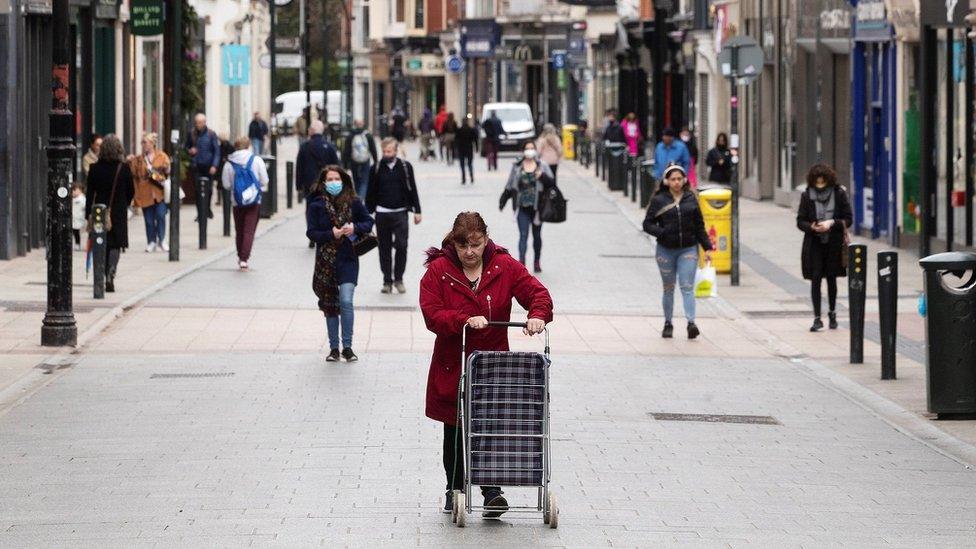 People on Grafton street in Dublin's city centre on 18 March 2021