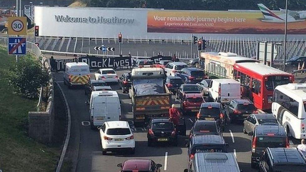 Protests outside Heathrow Airport