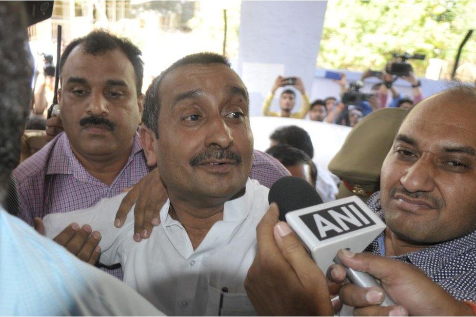 BJP MLA Kuldeep Singh Sengar produced at CBI court, on April 14, 2018 in Lucknow, India.