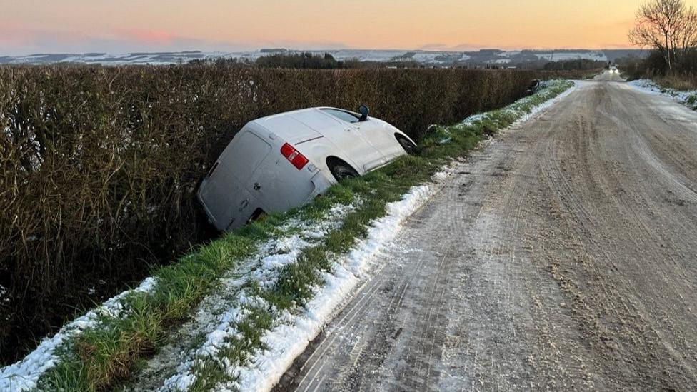 A van in a ditch near Whitby