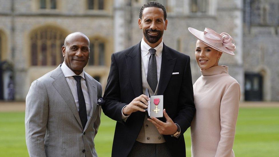 Rio Ferdinand with his father Julian and wife Kate