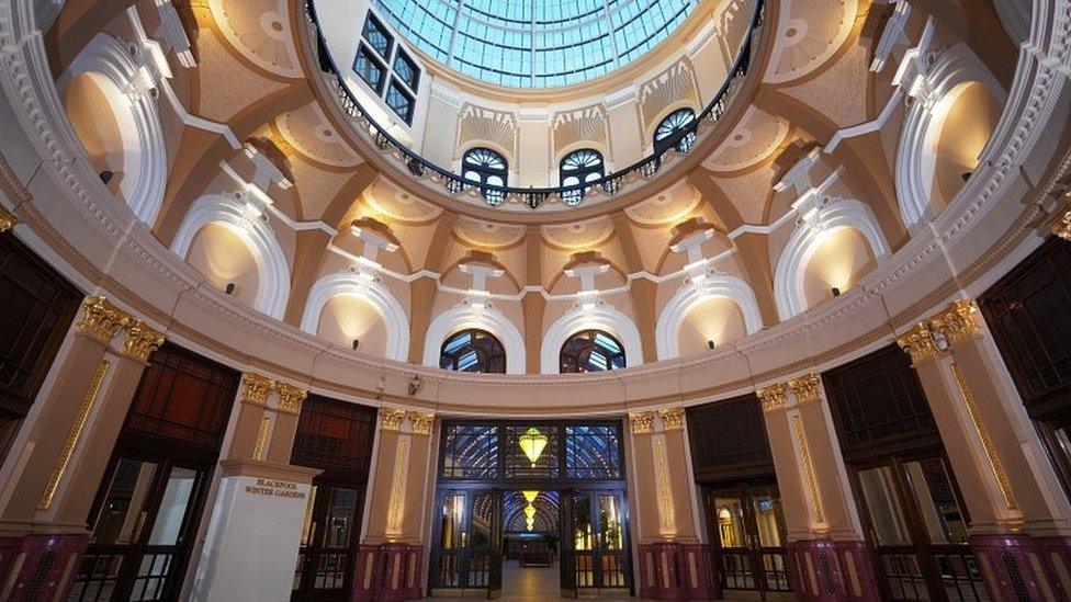 Interior view of the domed foyer of Winter Gardens