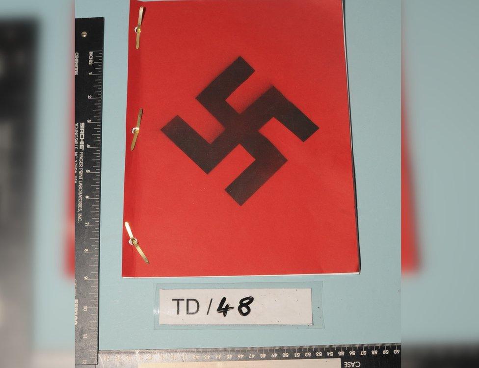 A document with a swastika