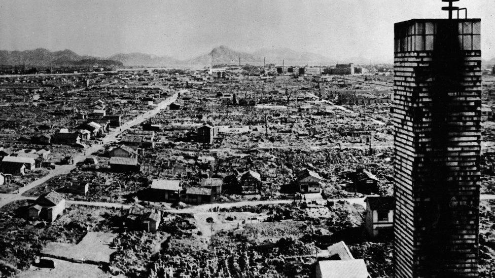 Hiroshima after an atomic bomb