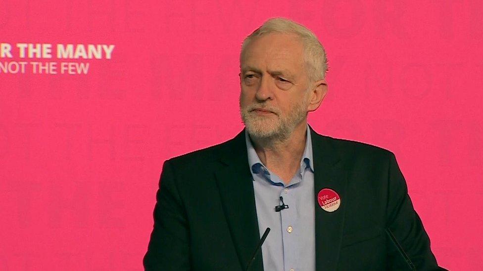 Jeremy Corbyn at a campaign rally on Saturday