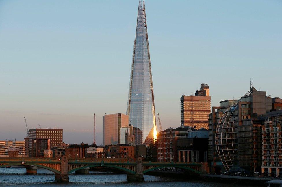 The Shard in London as seen at dusk