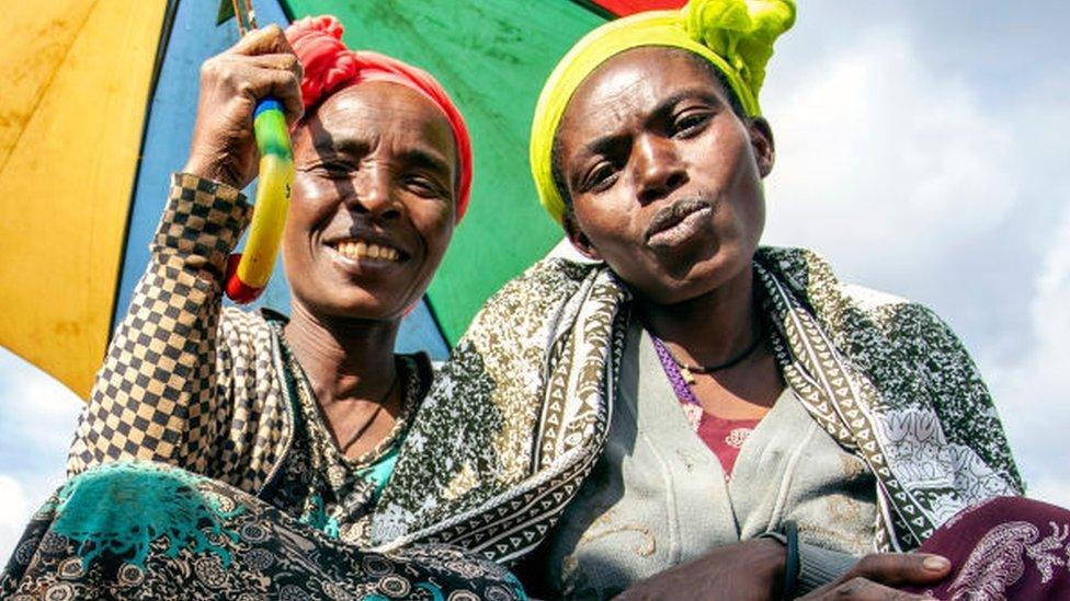 Women selling spices Chencha market southern Ethiopia