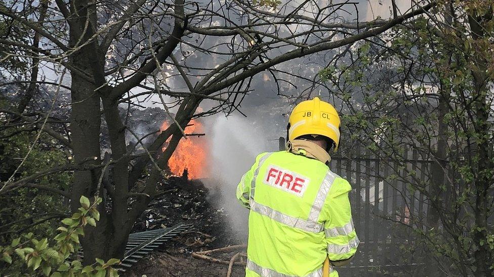 Firefighter on M54 trying to stop blaze spreading