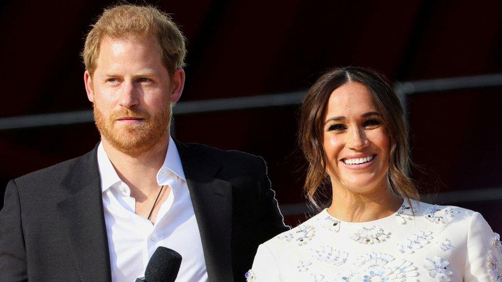 Britain"s Prince Harry and Meghan Markle appear onstage at the 2021 Global Citizen Live concert at Central Park in New York, U.S., September 25, 202