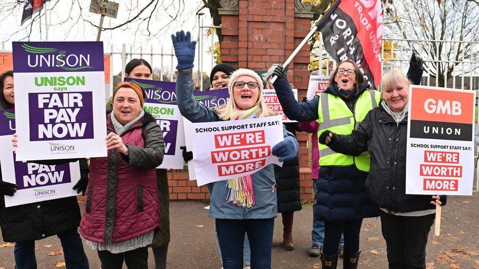 School support staff on strike in November 2023 