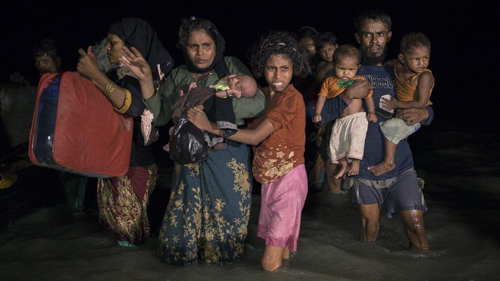 Hundreds of Rohingya arrive by boats in the safety of darkness on Shah Porir Dwip island, Cox"s Bazar, Bangladesh. 26 Sept 2017