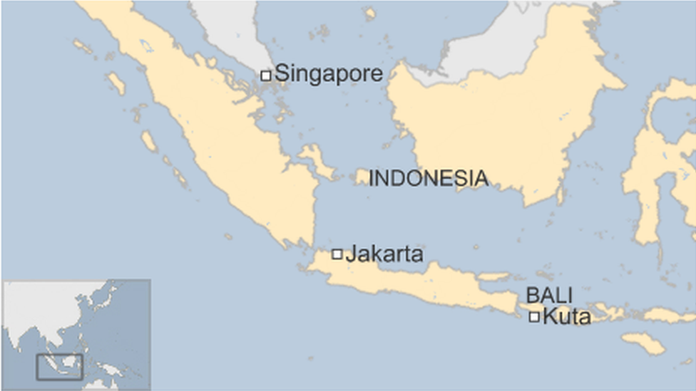 Map showing where Bali is