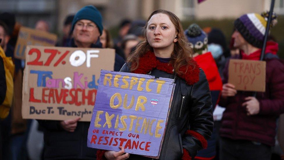 Trans rights protesters in Edinburgh