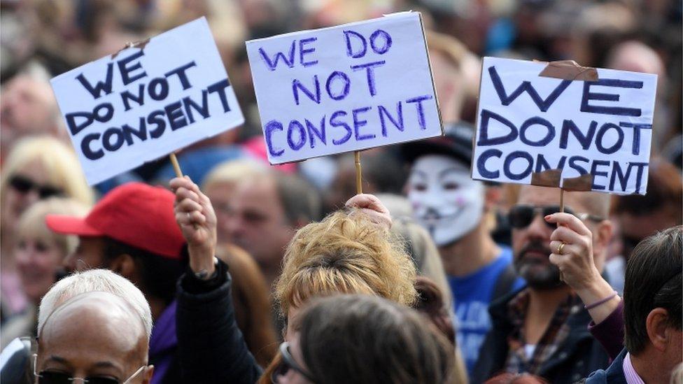 Demonstrators at the anti-lockdown protest in central London