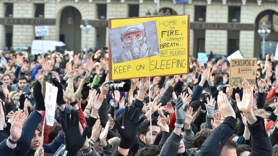 Crowd at Fridays for Future demonstration in Turin on 13 December