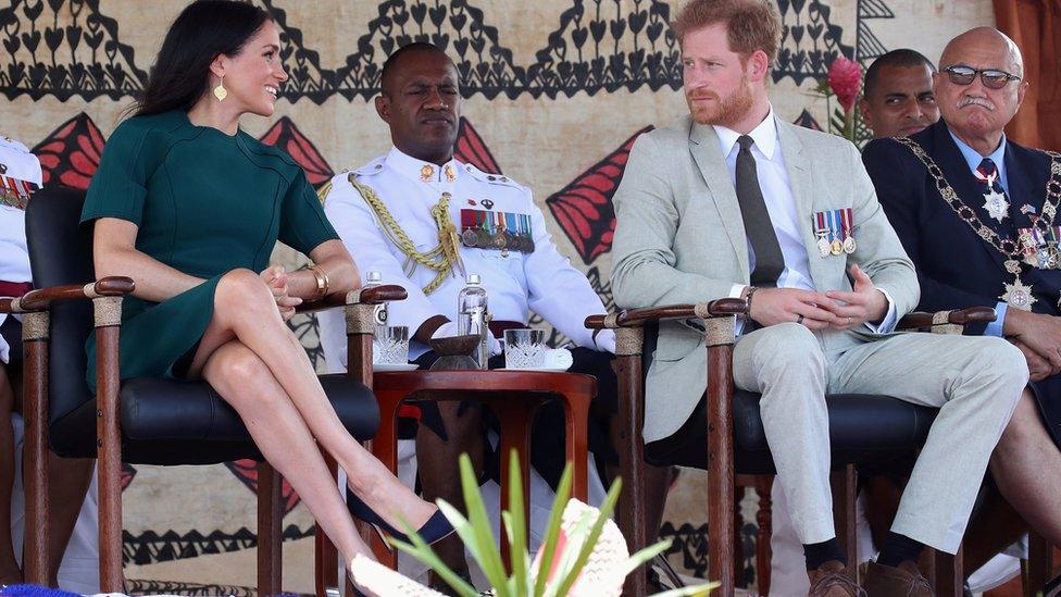 Meghan and Prince Harry at the unveiling of the Labalaba Statue in Nadi, Fiji