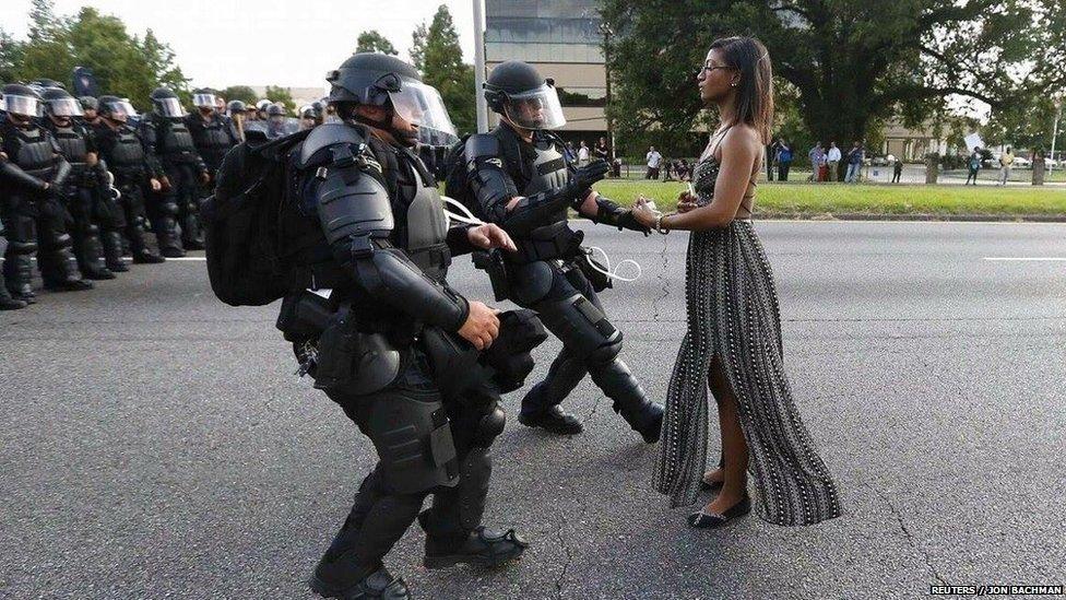 Ieshia Evans faces armed police