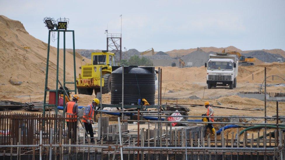 Construction under way at Colombo Port City