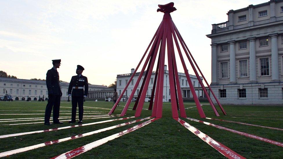 Poppy appeal installation in Greenwich