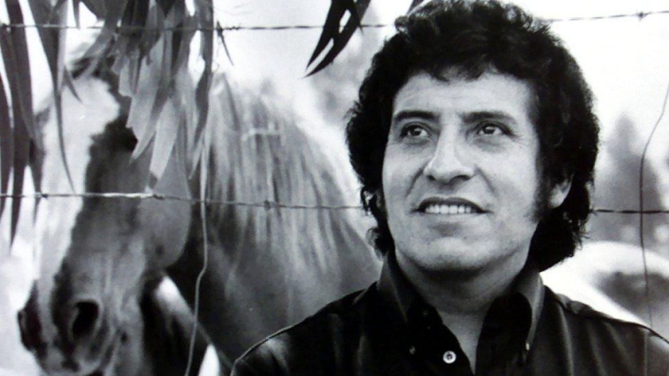 Chilean singer Victor Jara, who was tortured and died during the military dictatorship of [General Augusto Pinochet], is seen in this undated file picture.