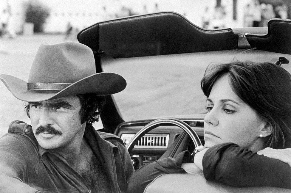 Reynolds with actress Sally Field from the film Smokey and the Bandit