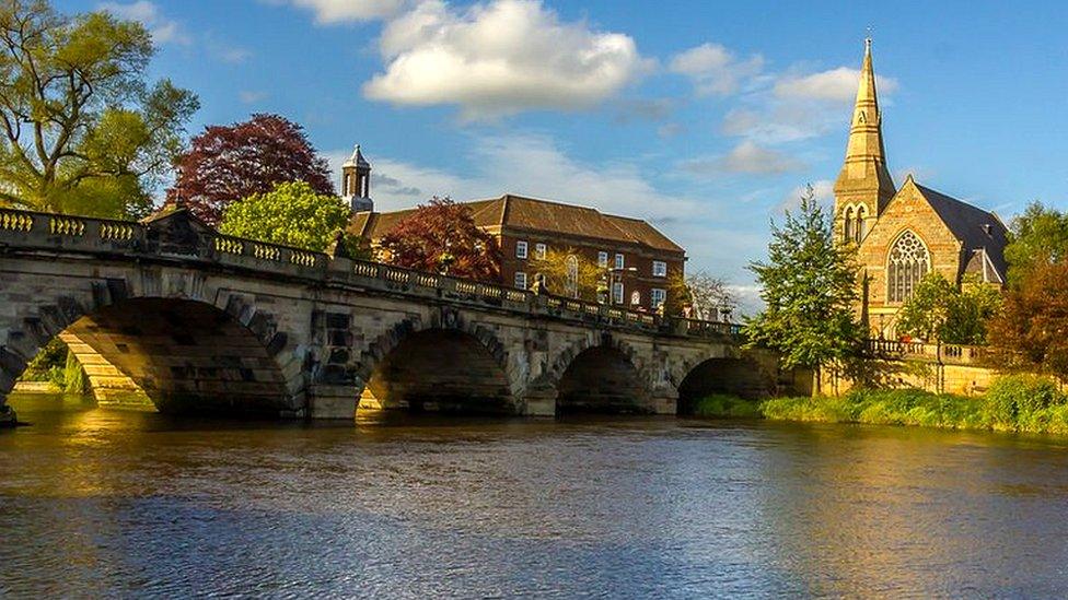 English Bridge over the river Severn in Shrewsbury