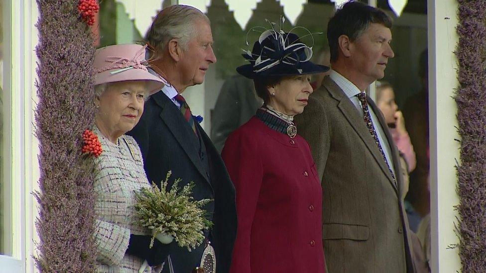 The Queen, Prince Charles, Princess Anne and Sir Timothy Lawrence