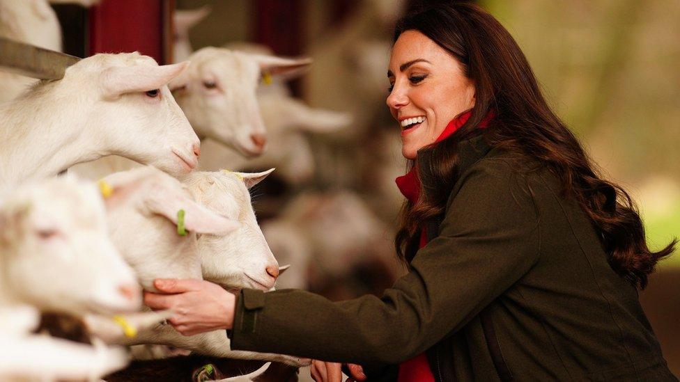 Duchess of Cambridge with goats