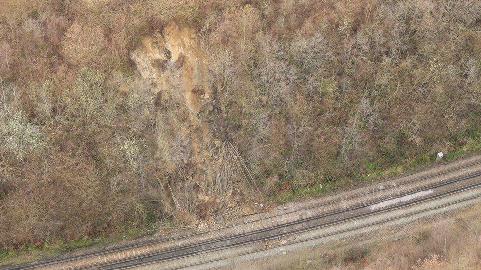 The landslip viewed from the sky