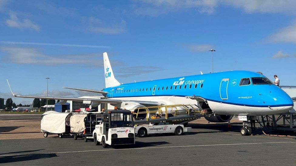 KLM aircraft at Humberside Airport