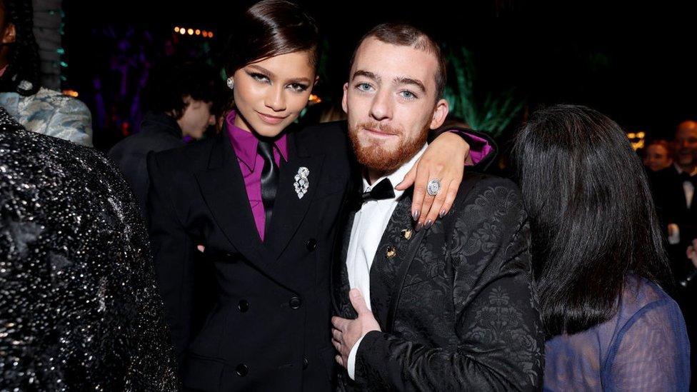 Zendaya and Angus Cloud at the 2022 Vanity Fair Oscar Party