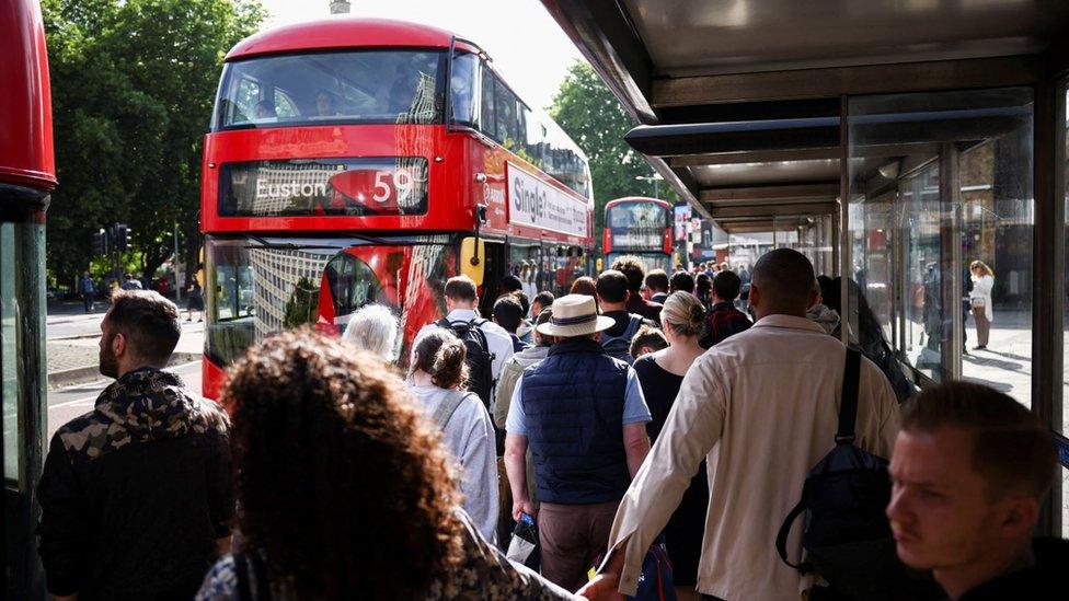 Bus queue outside Waterloo station