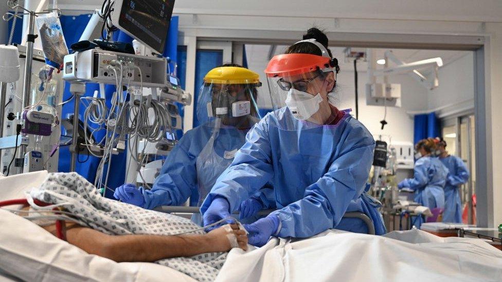 Medics in an ICU unit during coronavirus pandemic in UK