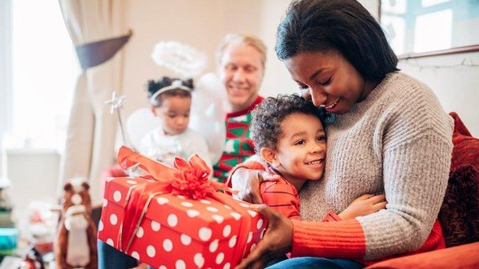 Family with presents