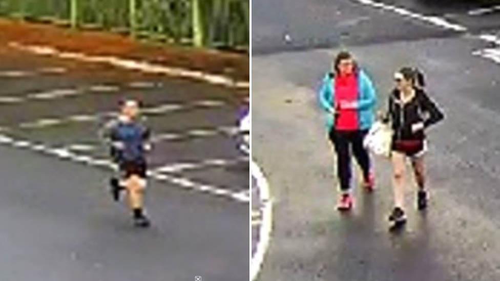 Two CCTV images with three people