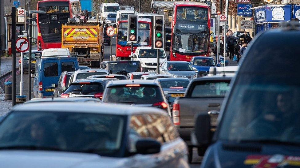 General view traffic of the A205 South Circular road in Lewisham, south London.