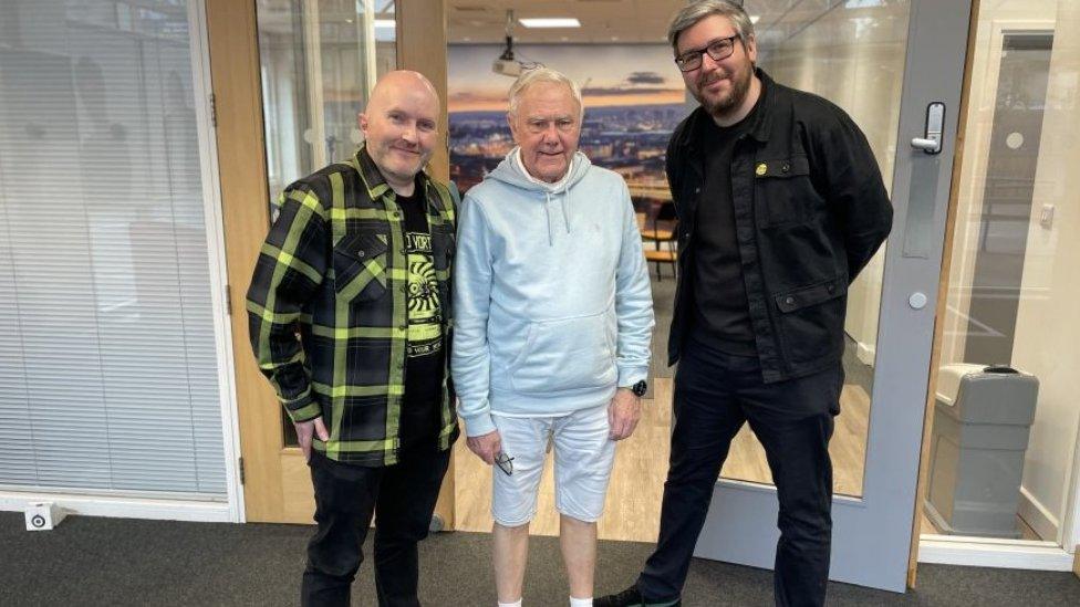 Michael Beecroft with documentary makers Ian Mann and Robert Nevitt