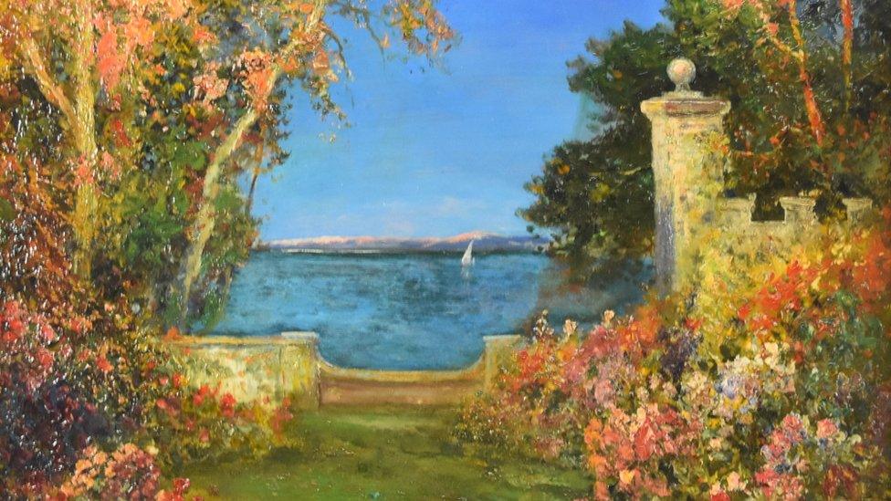 Thomas Edwin Mostyn (1864-1930) An Italian Garden, which carries an estimate of £700-£1,000.