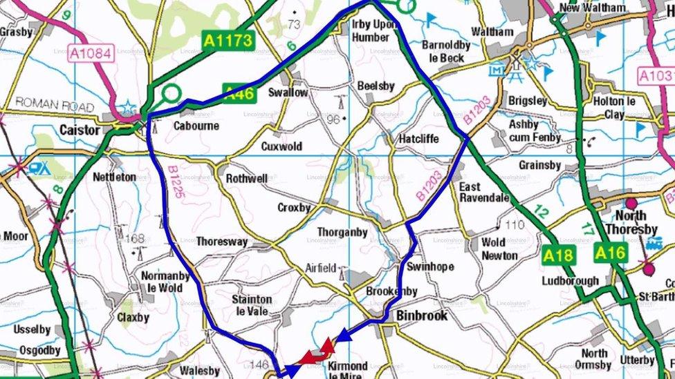 Diversion route for Kirmond le Mire roadworks