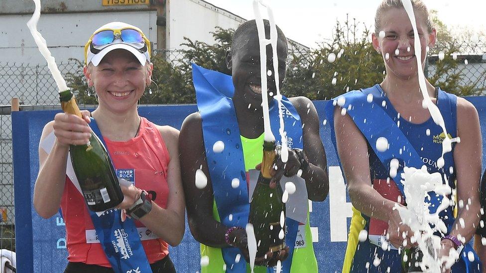 Caroline Kepchirchir won the women's race and the seond and third placed runners