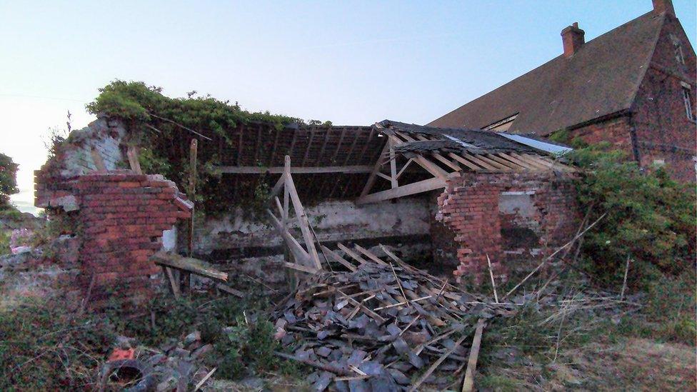 Vandalised farm buildings