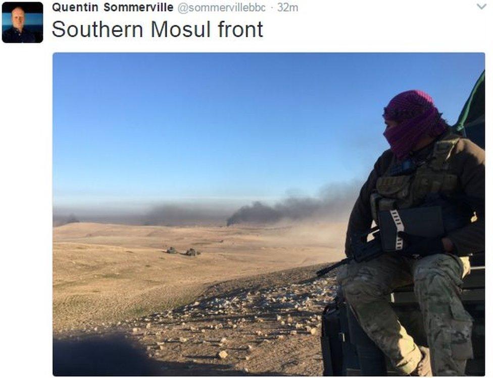 Quentin Sommerville tweet that reads: "Southern Mosul front."