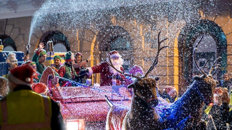 Father Christmas on a float in Jersey