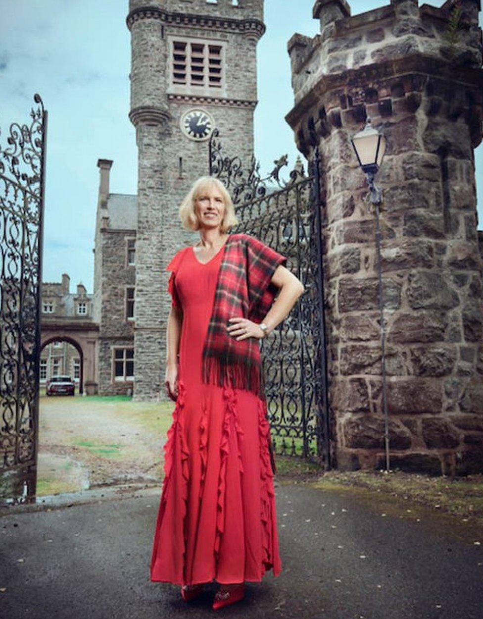 Samantha Kane outside Carbisdale Castle