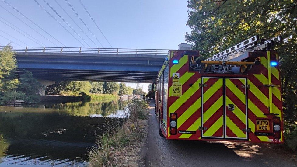 Fire engine at scene of Rammey Marsh blaze